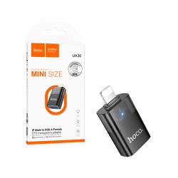 Adaptador OTG Hoco UA36 Lightning Macho Para USB Fêmea 2,0 Preto